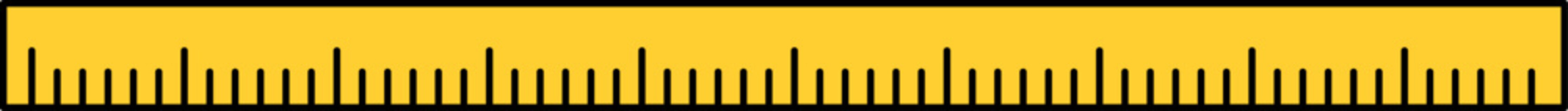 Simple Yellow Ruler Illustration with Black Border and Measurement Marks