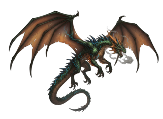 Mystical Dragon with Fiery Breath and Glowing Scales on a Transparent Background