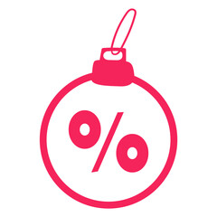Christmas Sale Icon. Outline ornament with percent for seasonal promotions and retail advertising.