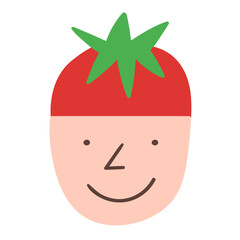 Healthy Eating Concept. Flat design head with tomato for food blogs and restaurant marketing materials.