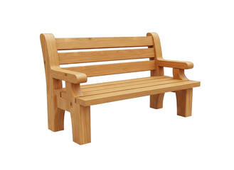 Wooden Park Bench With Natural Grain Texture Isolated On A Transparent Background Detailed 3D Rendering