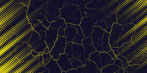 Dots halftone yellow and dark blue color pattern gradient grunge texture background. Dots pop art sport style vector illustration