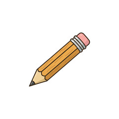 Yellow Wooden Pencil with Pink Eraser Tip Isolated on Transparent Background Simple Graphic Element for Drawing Writing and Creativity