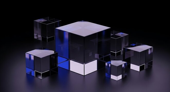 Geometric Reflections A Study of Cubes in Gradient Light and Shadow - Powered by Adobe