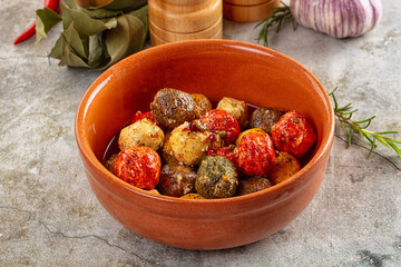 Shanklish cheese with spices in the oil