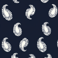 Fototapeta premium Paisley Pattern Design on Dark Navy Background