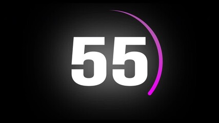 60 Second Colorful Neon Countdown Timer Ring Digital Display Clock Abstract Motion Graphic Background - Powered by Adobe
