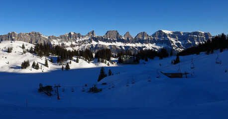Churfirsten Range, view from  Flumserberg, Switzerland.