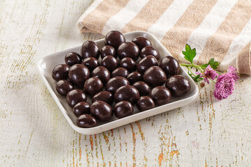 Nut in chocolate balls sweet candy