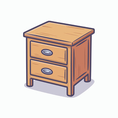 A charming wooden bedside table featuring two drawers, blending functionality with style, ideal for enhancing bedroom aesthetics and providing storage solutions.