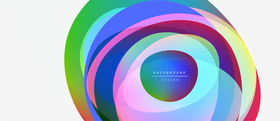 Obraz premium Abstract colorful layers create circular design. Vibrant hues blend, forming dynamic visual impact. Modern aesthetic, suitable background element.