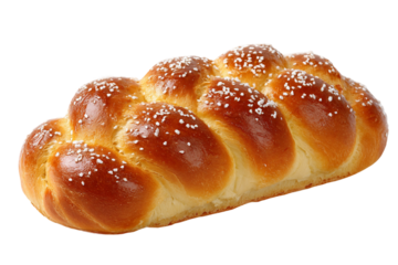 Brioche with shiny crust isolated on transparent background