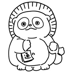 縁起物　たぬき　線画