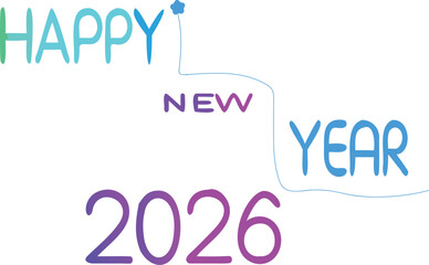 Happy new year 2026 with colorful text and numbers