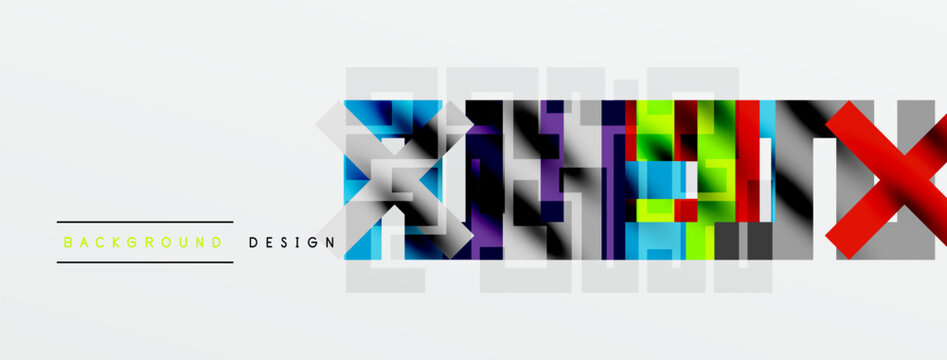 Abstract colorful design features geometric shapes, vibrant hues, text PHENIX, background elements. Modern style, clean lines, visual impact.