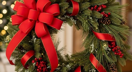 Peaceful close-up of Christmas greenery