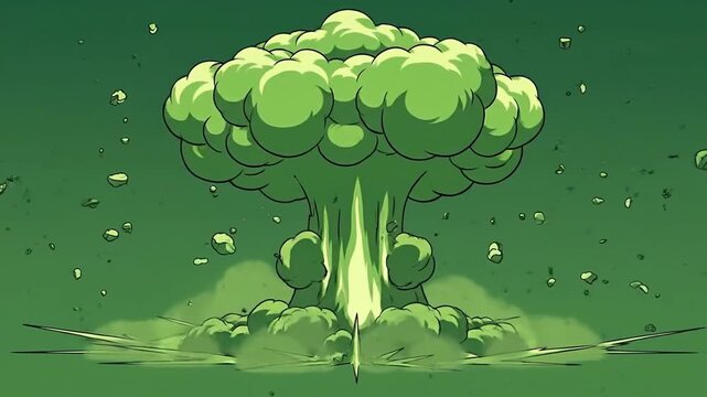 Explosion Cloud Mushroom Cloud Green Tones Pixel Art Style Epic Power Burst Visual Effect