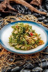 Cold dish: Chili oil bitter chrysanthemum salad with tofu skin