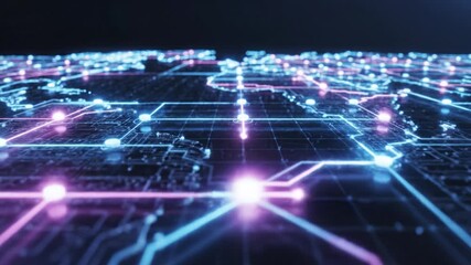Digital circuit technology network connection data electronic blue pink abstract glowing modern digital circuit board with glowing blue and pink connections representing advanced technology global - Powered by Adobe