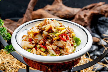 Stir-fried squid head with XO sauce
