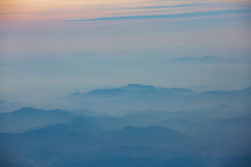 Shaoguan mountainous terrain and mountain range aerial scenery in Guangdong, China