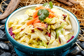 Exquisite cold dish: a skillful mix of seasonal vegetables and salmon