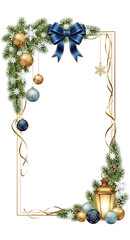 christmas frame with fir branches and balls