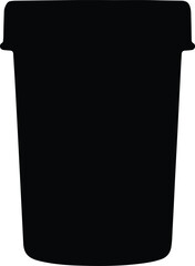 Illustration of black plastic pot container simple design silhouette vector
