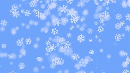 Winter, Christmas and New Year snowfall background. Falling snow animation. Snowfall motion backdrop. 4k resolution, blue background with bokeh. Cute snowflakes slowly swirling and falling - Powered by Adobe