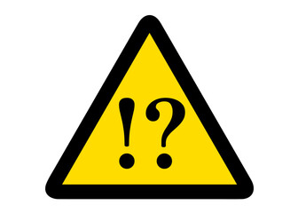 注意標識  びっくりマークとクエスチョンマークが書かれた黄色い三角のマーク アイコン