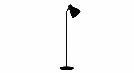 Silhouette of a Modern Black Floor Lamp with Adjustable Head. © Dinda