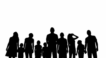 Silhouette of a diverse group of people standing together in a crowd.