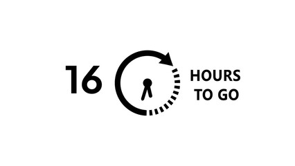 16 -Hour's timer illustration. Countdown timer clock icon.