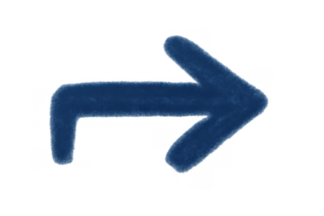 Blue fluffy right arrow symbol indicating direction, moving forward, navigation, and connection with soft texture