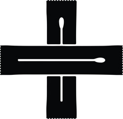 Illustration swab in packaging medical instrument silhouette vector