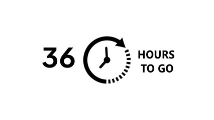 36 -Hour's timer illustration. Countdown timer clock icon.