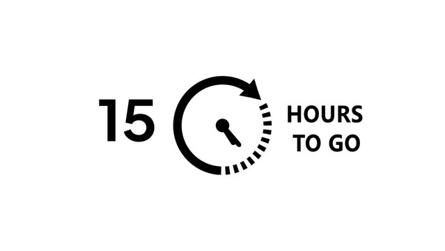 15 -Hour's timer illustration. Countdown timer clock icon.