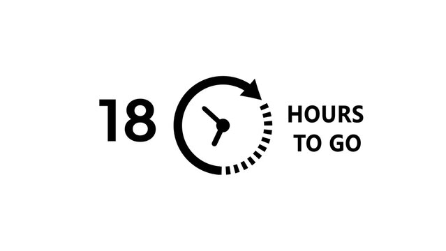 18 -Hour's timer illustration. Countdown timer clock icon.