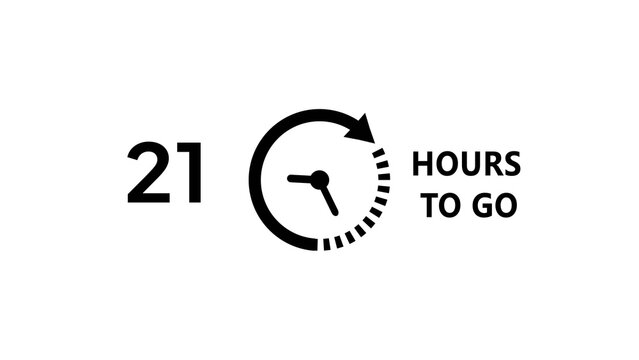 21 -Hour's timer illustration. Countdown timer clock icon.