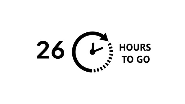 26 -Hour's timer illustration. Countdown timer clock icon.