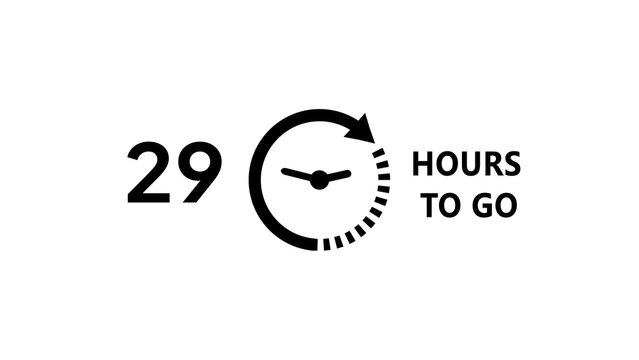 29-Hour's timer illustration. Countdown timer clock icon.