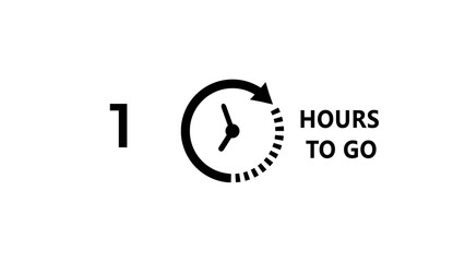 1 -Hour's timer illustration. Countdown timer clock icon.