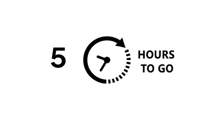 5 -Hour's timer illustration. Countdown timer clock icon.