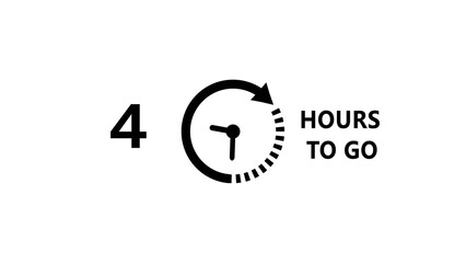 4 -Hour's timer illustration. Countdown timer clock icon.