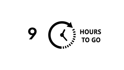 9 -Hour's timer illustration. Countdown timer clock icon.