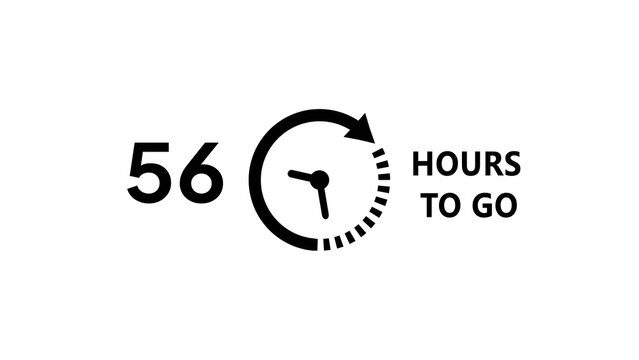 56 -Hour's timer illustration. Countdown timer clock icon.