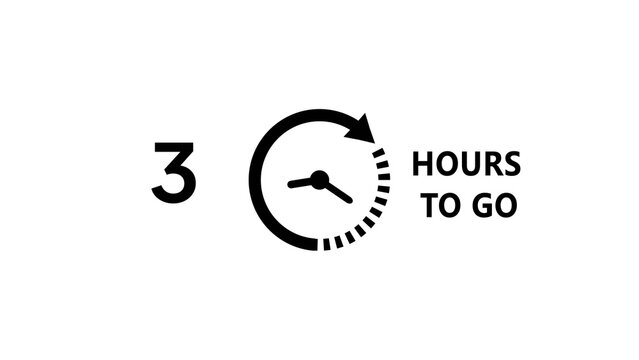 3 -Hour's timer illustration. Countdown timer clock icon.
