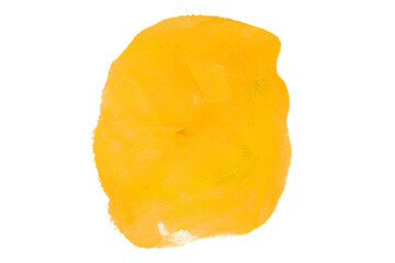 Yellow watercolor brush background on transparent background