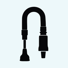 Illustration washing machine hose drain connection silhouette vector