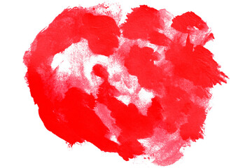 Red watercolor brush background on transparent background